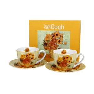 D.G.57355 Porceláncsésze+alj, 270ml, 2 személyes, dobozban, Van Gogh: Napraforgók