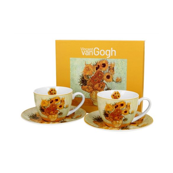 D.G.57355 Porceláncsésze+alj, 270ml, 2 személyes, dobozban, Van Gogh: Napraforgók
