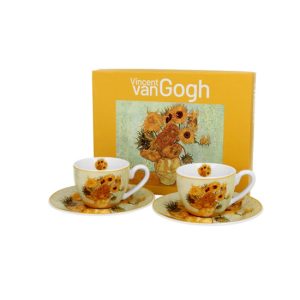 D.G.57362 Porceláncsésze+alj, 110ml, 2 személyes, dobozban, Van Gogh: Napraforgók