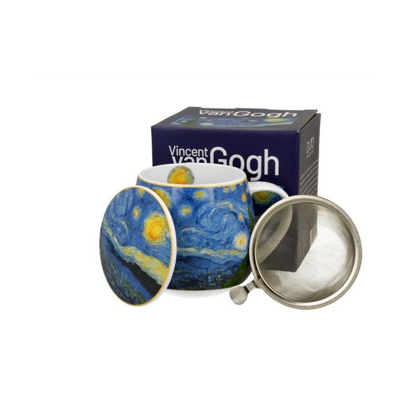 D.G.57454 Porcelánbögre tetővel,fémszűrővel,430ml dobozban Van Gogh: Csillagos éj
