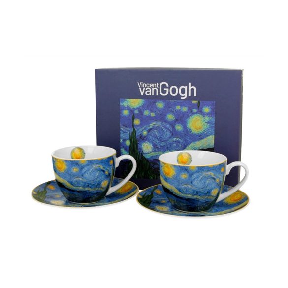 D.G.57478 Porceláncsésze+alj, 270ml, 2 személyes, dobozban, Van Gogh: Csillagos Éj