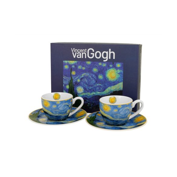 D.G.57492 Porceláncsésze+alj 110ml, 2személyes, dobozban Van Gogh: Csillagos éj