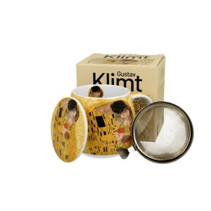 D.G.57010 Porcelánbögre tetővel, fémszűrővel, 430ml, dobozban, Klimt:The Kiss