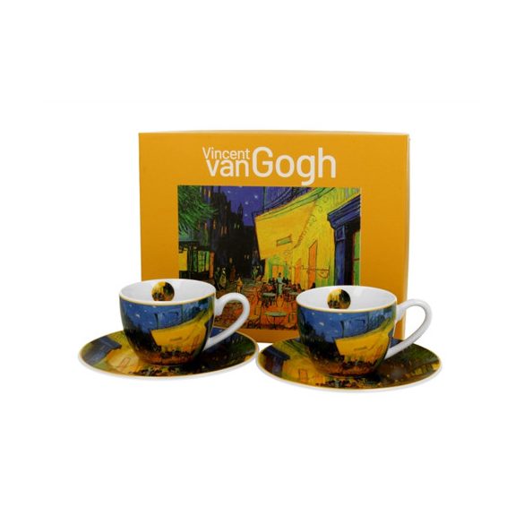 D.G.59366 Porceláncsésze+alj, 110ml, 2 személyes, dobozban, Van Gogh: Kávéház éjjel