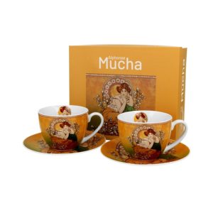D.G.59434 Porceláncsésze+alj 270ml,dobozban, 2 személyes, Mucha:Topáz