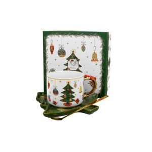 D.G.50929 Porceláncsésze 250ml, fenyőtálcával és kanállal, dobozban, Around Christmas Tree