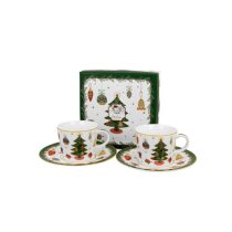   D.G.50936 Porceláncsésze+alj, 90ml, 2 személyes, dobozban, Around Christmas Tree