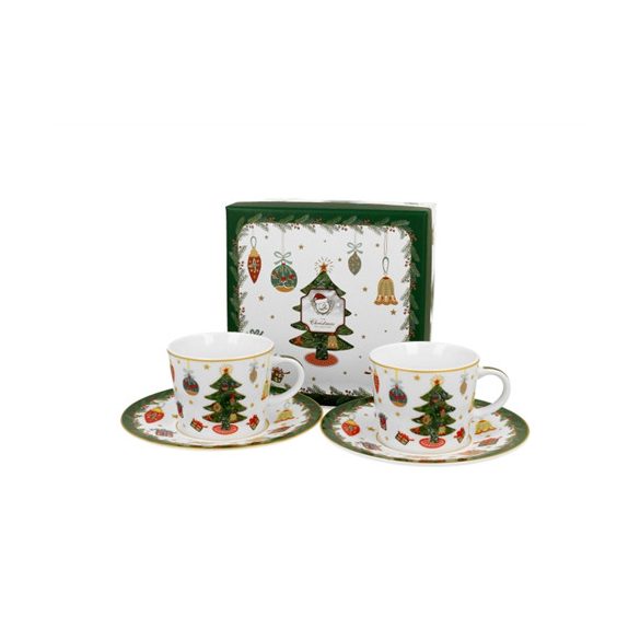 D.G.50936 Porceláncsésze+alj, 90ml, 2 személyes, dobozban, Around Christmas Tree