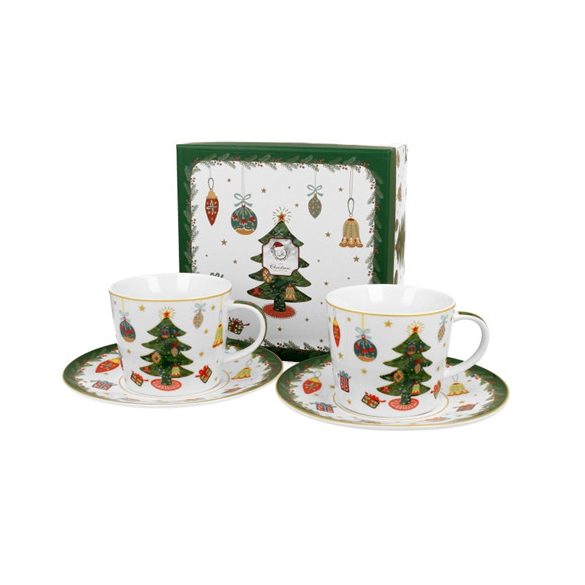 D.G.50943 Porceláncsésze+alj, 250ml, 2 személyes, dobozban, Around Christmas Tree