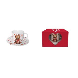 D.G.61994 Porceláncsésze+alj, 220ml, dobozban, Teddy Bear with a Heart