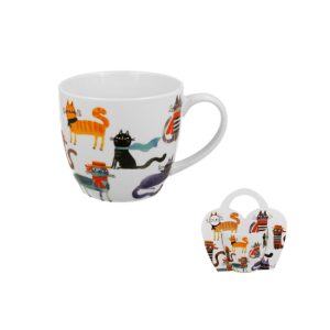 D.G.66647 Porcelánbögre 460ml, díszcsomagolásban, Stylish Cats