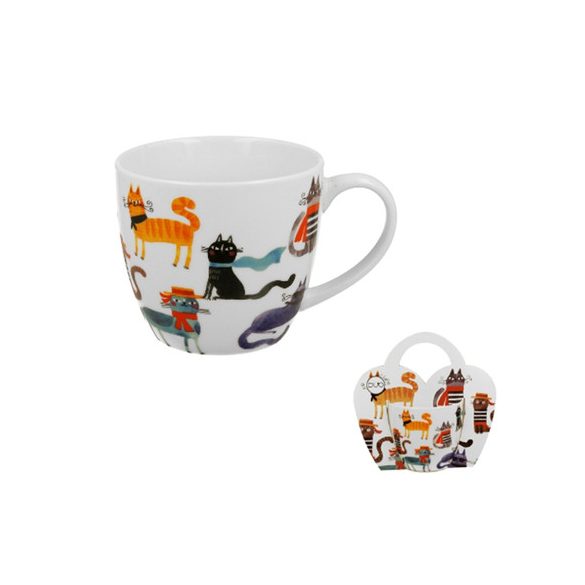 D.G.66647 Porcelánbögre 460ml, díszcsomagolásban, Stylish Cats