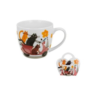 D.G.66708 Porcelánbögre 460ml, díszcsomagolásban, Cats on a scooter