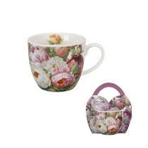   D.G.69860 Porcelánbögre 460ml, díszcsomagolásban, Peonies