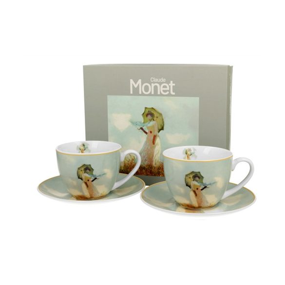 D.G.60218 Porceláncsésze+alj, 270ml, 2 személyes, dobozban, Monet: Hölgy esrnyővel