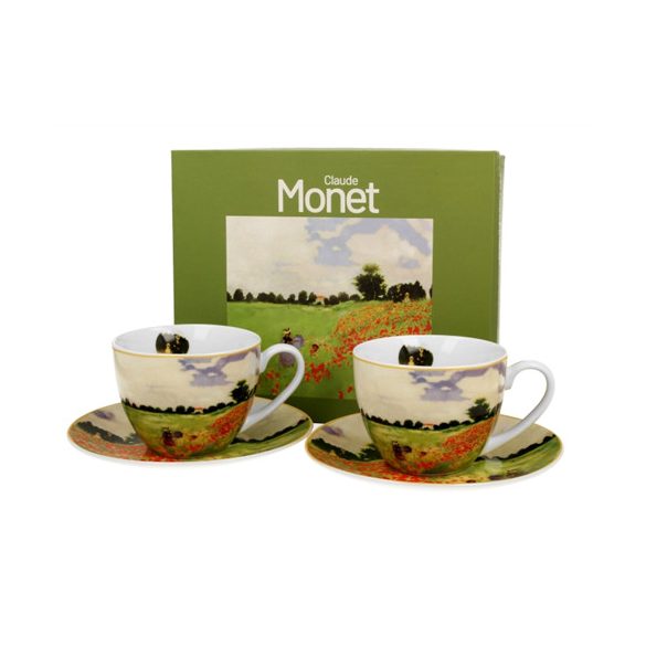 D.G.60270 Porceláncsésze+alj, 270ml, 2 személyes, dobozban, Monet: Pipacsmező