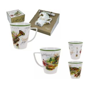 H.C.840-7304 Porcelánbögre, 400ml, dobozban,Vivaldi:Négy évszak-tavasz