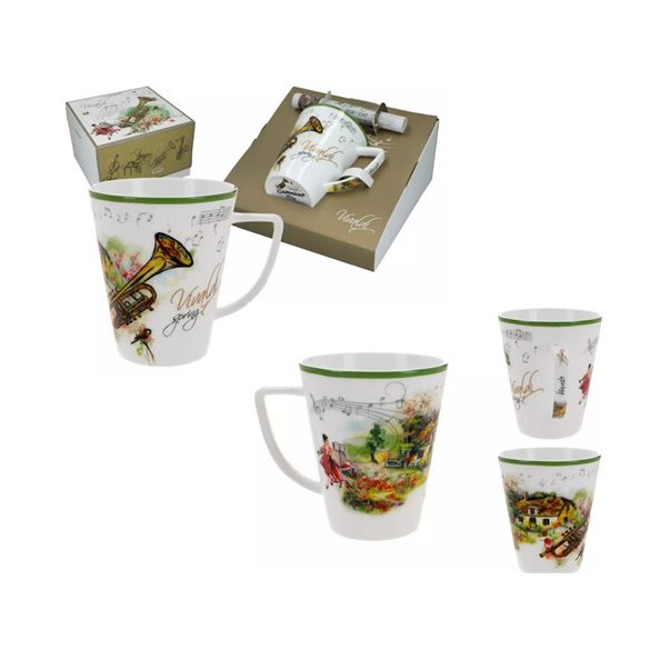 H.C.840-7304 Porcelánbögre, 400ml, dobozban,Vivaldi:Négy évszak-tavasz