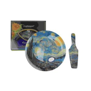 H.C.198-1224 Üvegtányér lapáttal,30cm,Van Gogh:Csillagos éj