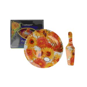 H.C.198-1225 Üvegtányér lapáttal,30cm,Van Gogh:Napraforgók