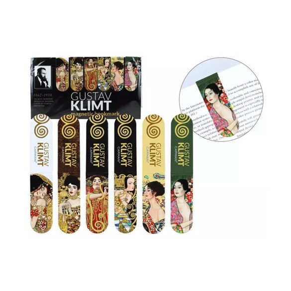 H.C.013-4184 Mágneses könyvjelző 20x54mm, papír, Klimt:vegyes, 6 db-os