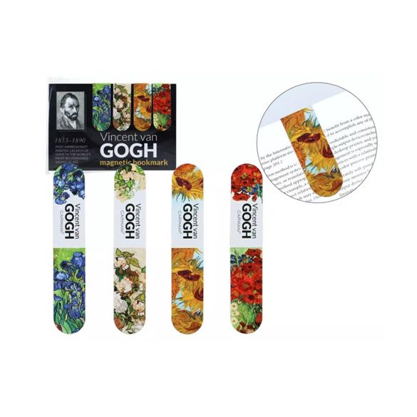 H.C.013-4186 Mágneses könyvjelző 20x54mm, papír, Van Gogh:vegyes, 4 db-os