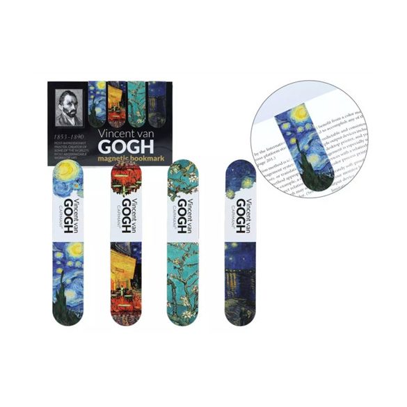 H.C.013-4185 Mágneses könyvjelző 20x54mm, papír, Van Gogh:vegyes, 4 db-os