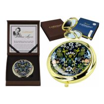   H.C.181-1603 Kézitükör nagyítós, fémkeretben, dobozban, 11cm, William Morris baglyos minta