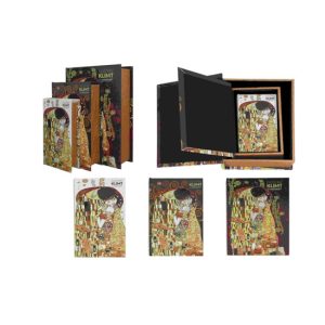 H.C.195-9070 Könyvdoboz 3 részes,30x22x7/25x16x5,5/20x12x3,5cm, fa, Klimt: The Kiss