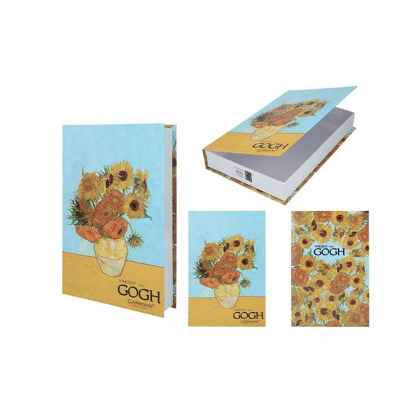 H.C.195-9080 Karton könyvdoboz 27x17x4,5cm,Van Gogh: Napraforgók