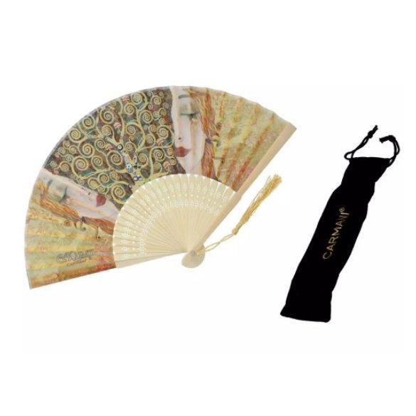 H.C.846-1004 Legyező 20cm, műanyag/polyester, Klimt: Aranykönnyek