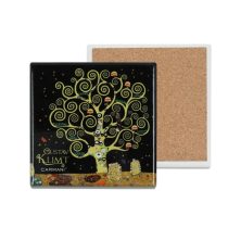   H.C.008-2052D Kerámia alátét, alján parafa bevonattal, 10,8x10,8cm, Klimt: Életfa