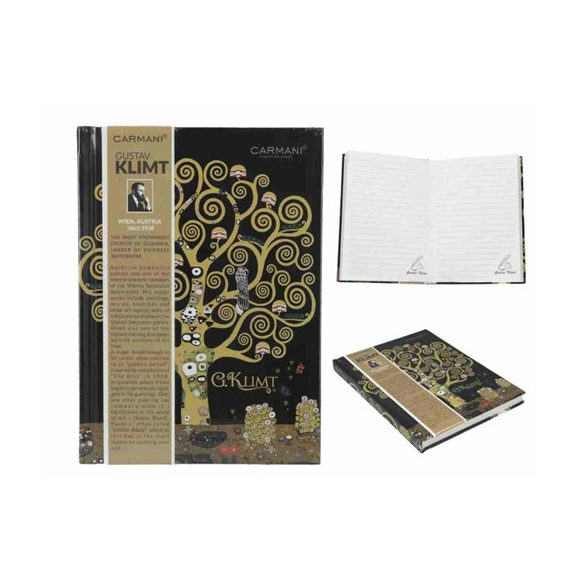 H.C.021-5052 Vonalas notesz kemény fedeles, 13,2x18,3, 80 oldalas, Klimt:Életfa