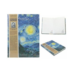 H.C.021-5057 Vonalas notesz kemény fedeles, 13,2x18,3, 80 oldalas, Van Gogh: Csillagos éj