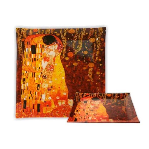 H.C.198-1001 Üvegtányér 30x30cm, Klimt:The Kiss