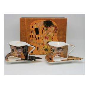 P.P.W24KL34-15231 Porceláncsésze+alj háromszögletű,180ml,kanállal,2 személyes, Klimt:The Kiss