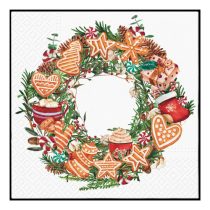   P.W.SDL238500 Gingerbread Wreath papírszalvéta 33x33cm,20db-os