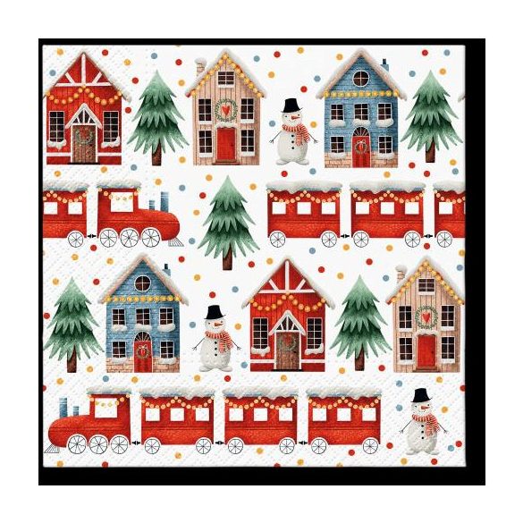 P.W.SDL236600 Cozy Christmas town papírszalvéta 33x33cm,20db-os