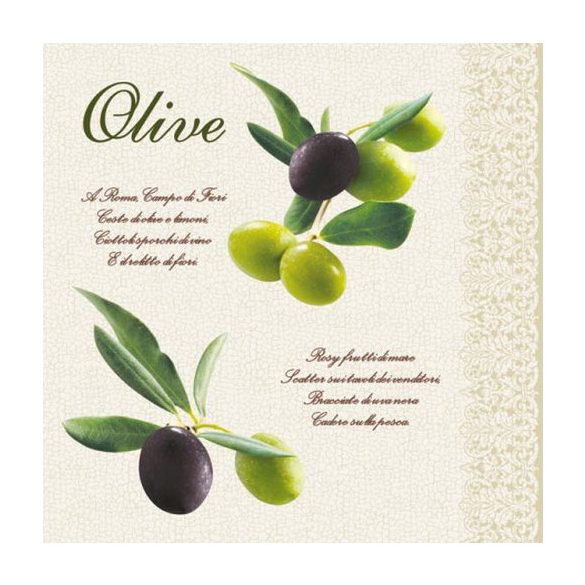 P.W.SDL038000 Olive papírszalvéta 33x33cm,20db-os