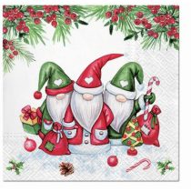   P.W.SDL230500 Christmas Gnomes papírszalvéta 33x33cm,20db-os