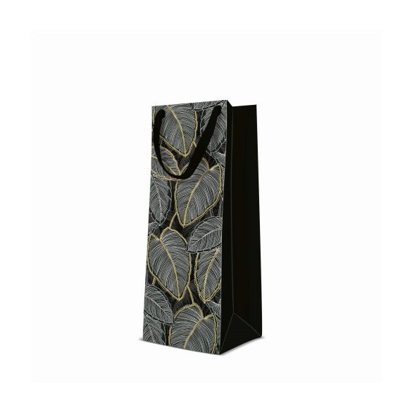 P.W.AGB1016904 Jungle Leaves papír ajándéktáska premium italos 12x37x10cm