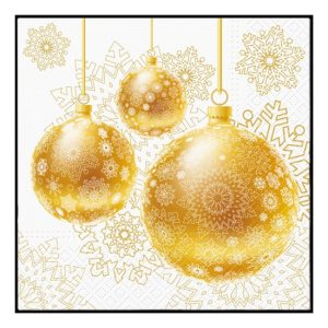 P.W.SDL239000 Gold Ornamental Baubles papírszalvéta 33x33cm,20db-os