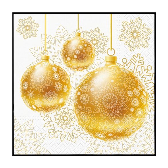 P.W.SDL239000 Gold Ornamental Baubles papírszalvéta 33x33cm,20db-os