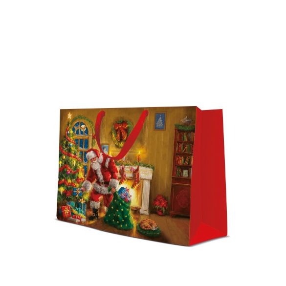 P.W.AGB2012006 Santa is here papír ajándéktáska horizontal 33,5x26,5x13cm