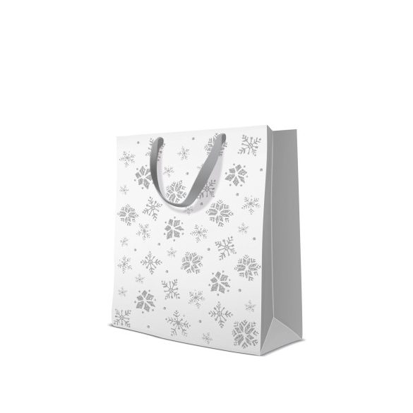 P.W.AGB2012705 Premium Glitter Snowflakes silver papír ajándéktáska large 26,5x33,5x13cm