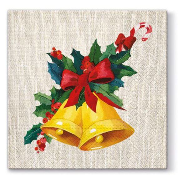 P.W.SDL012900 Jingle Bells papírszalvéta 33x33cm,20db-os