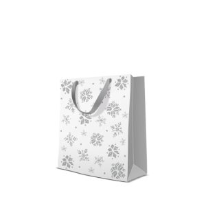 P.W.AGB2012703 Premium Glitter Snowflakes  silver papír ajándéktáska  medium 20x25x10cm