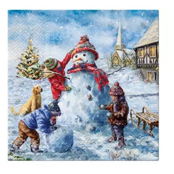 P.W.SDL231600 Snowman fun  papírszalvéta 33x33cm,20db-os