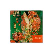 H.C.198-1017 Üvegtányér 13x13cm,Klimt:A táncos