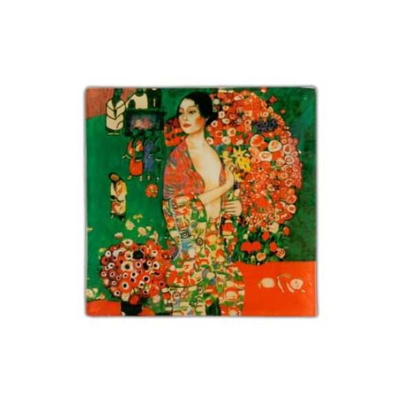 H.C.198-1017 Üvegtányér 13x13cm,Klimt:A táncos